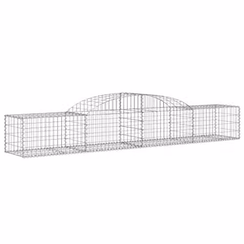 vidaXL Arched Gabion Baskets, 10 Pieces, Galvanised Steel, Silver, W: 300 cm, H: 50 cm, D: 40/60 cm