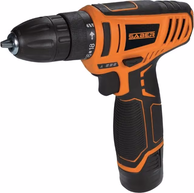 Saber 12V Cordless Rechargeable Drill Driver - Black and Orange