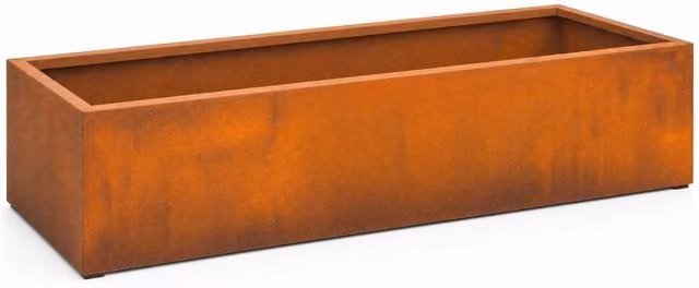 Corten Steel Trough Planter with Liner, Orange, W: 200 cm, D: 50 cm, H: 50 cm