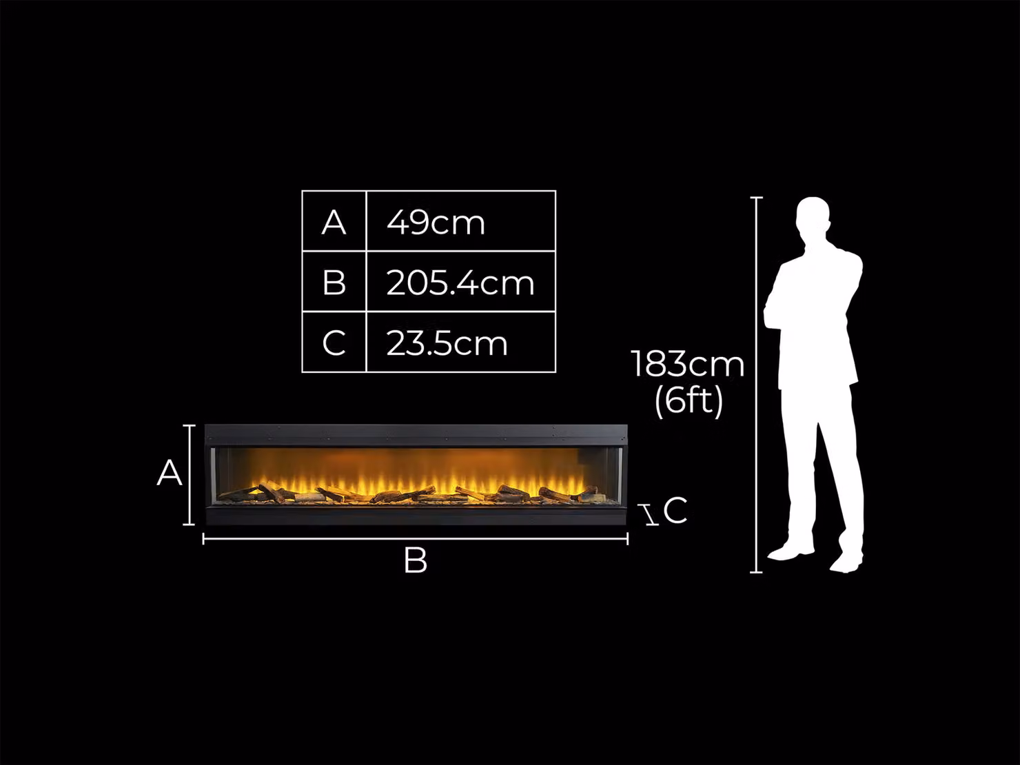 Acantha Aspire 200 Fully Inset Media Wall Electric Fire in Black – 4