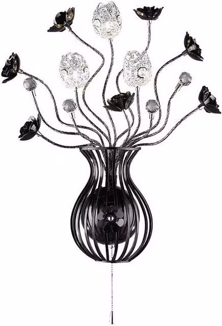Netlighting Bonita Black Aluminium and Crystal 3-Light Wall Lamp with G4 Bulbs