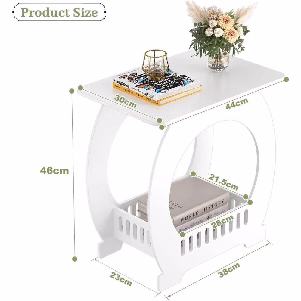 FORGEVIO White Arch Design Bedside Table Cabinet with Storage Shelf, W/D/H: 111.76 x 30.0 x 76.2 cm – 2