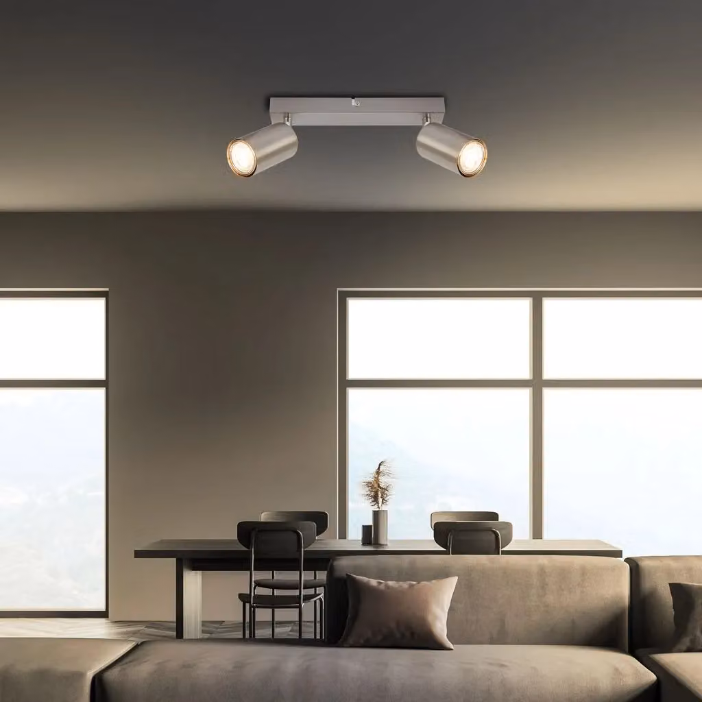 Briloner 2-Light LED Ceiling Spotlight in Silver Metal with Adjustable GU10 Bulbs – 3