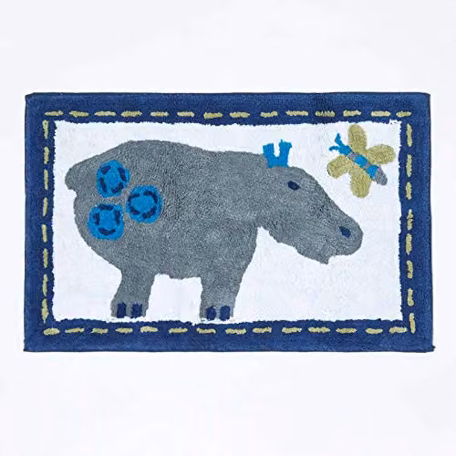 Homescapes Grey Cotton Hand-Tufted Hippo Childrens Rug W: 50 cm, D: 80 cm – 3