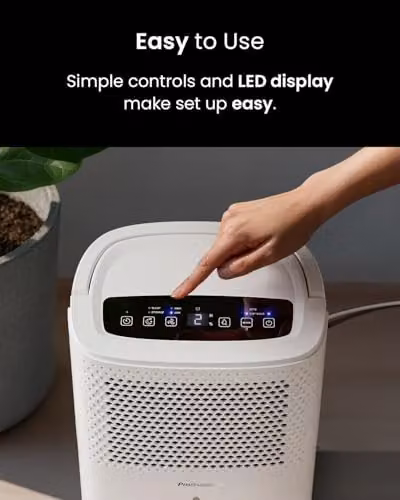 Pro Breeze 12L Low Energy Dehumidifier with Built-in Hygrostat and Continuous Drain, White – 7