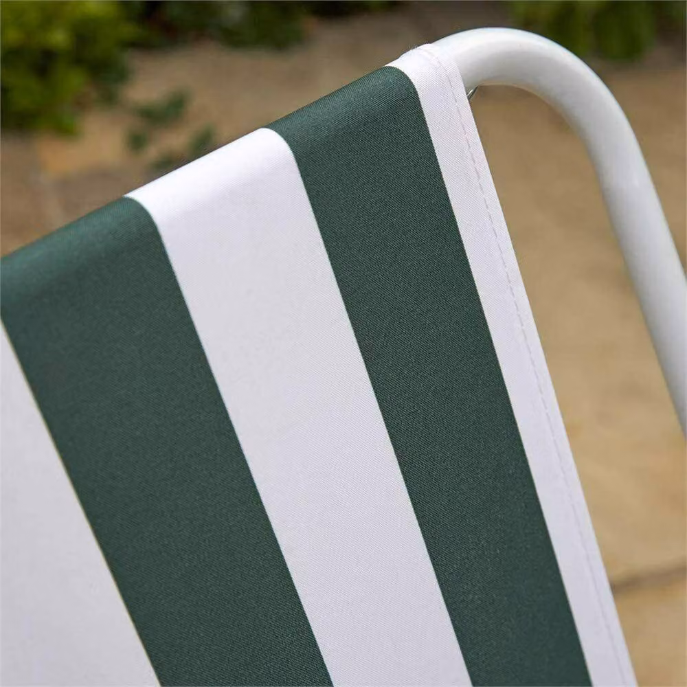 FLAVORA Green Striped Folding Garden Patio Deck Chair with Armrests – 2