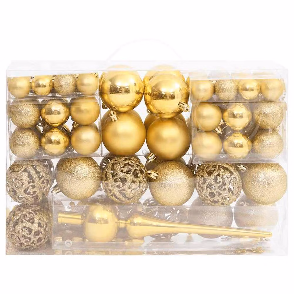 Berkfield Home 111 Piece Gold Christmas Bauble Set with Tree Topper and Hanging Decorations – 2