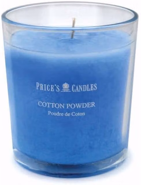 Price's Cotton Powder Scented Glass Jar Candle in Blue