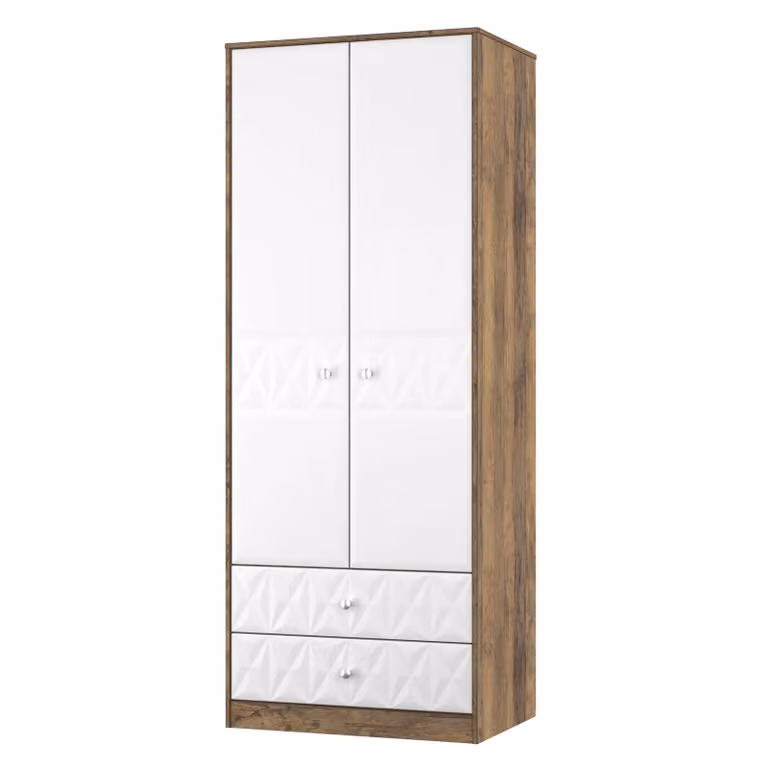 Ready Assembled 2 U Memphis 2 Door 2 Drawer Wardrobe in Dark Brown