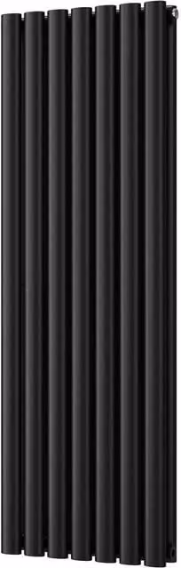 Omeara Black Vertical Double Panel Wall Radiator, W: 40.6 cm, H: 120 cm