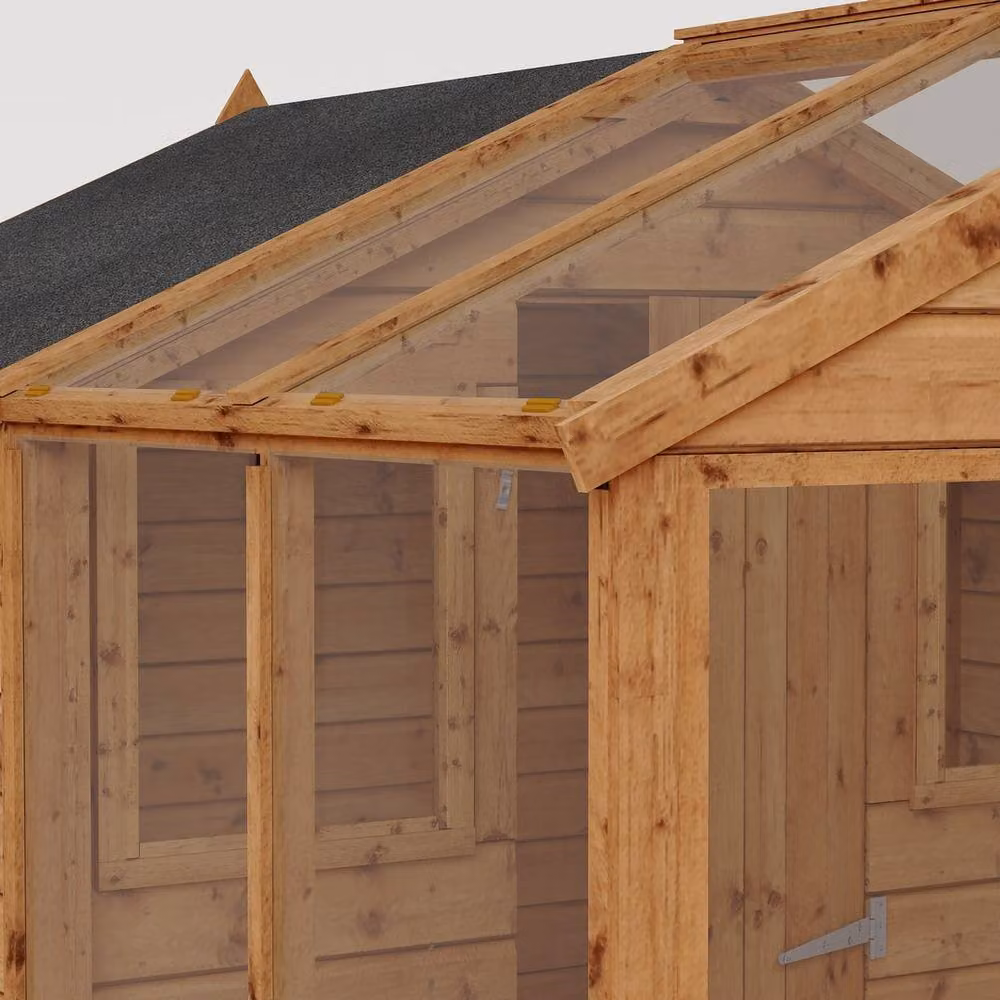 Mercia Traditional Apex Greenhouse and Shed Combo in Brown, W: 201 cm, D: 245.8 cm, H: 205.8 cm – 2