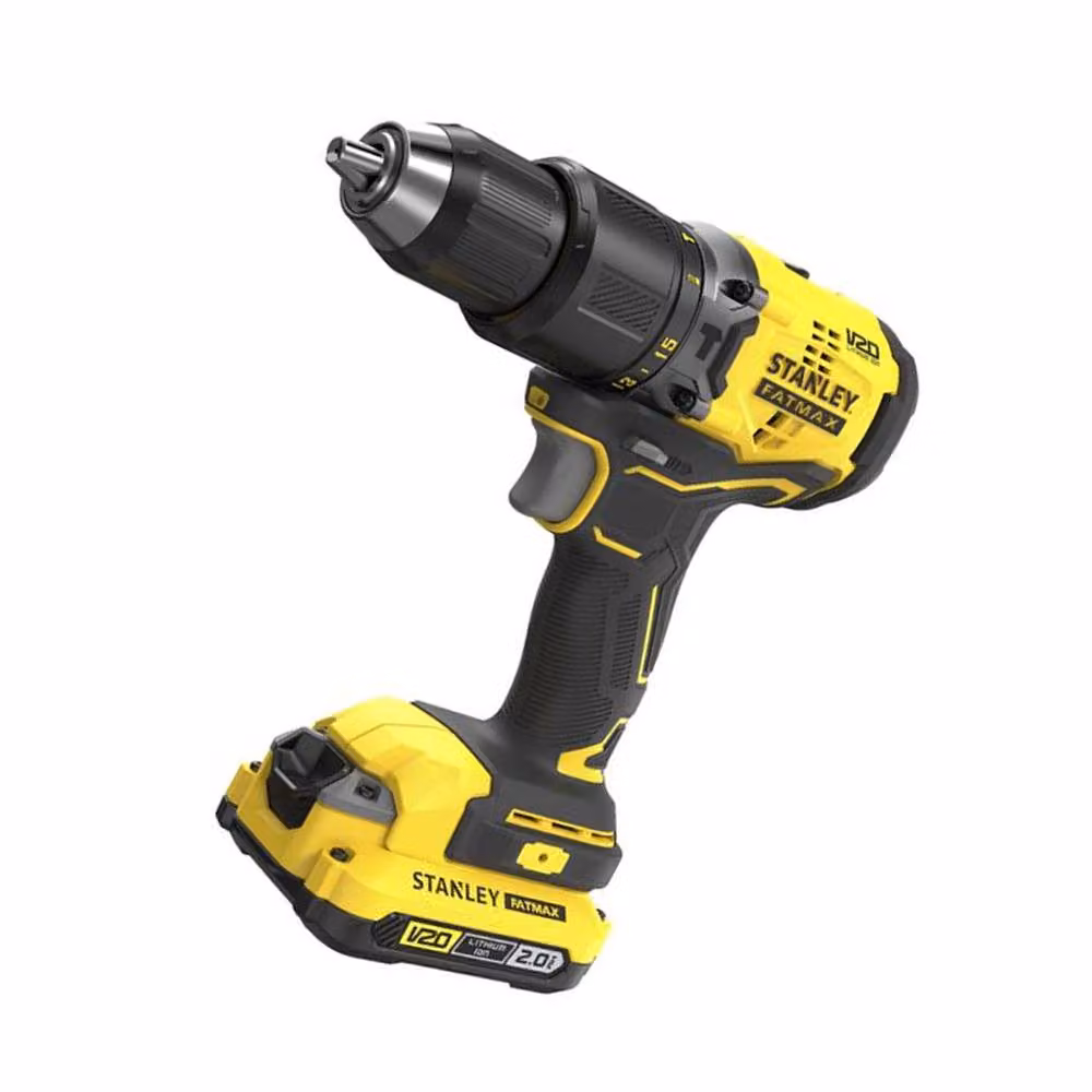 Stanley Yellow Brushless Cordless Hammer Drill with Rechargeable Battery – 2