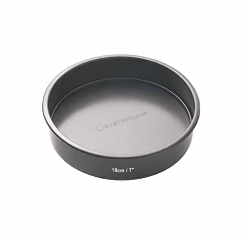 MasterClass Non-Stick Round Carbon Steel Loose Base Cake Tin, Grey, 18cm – 1
