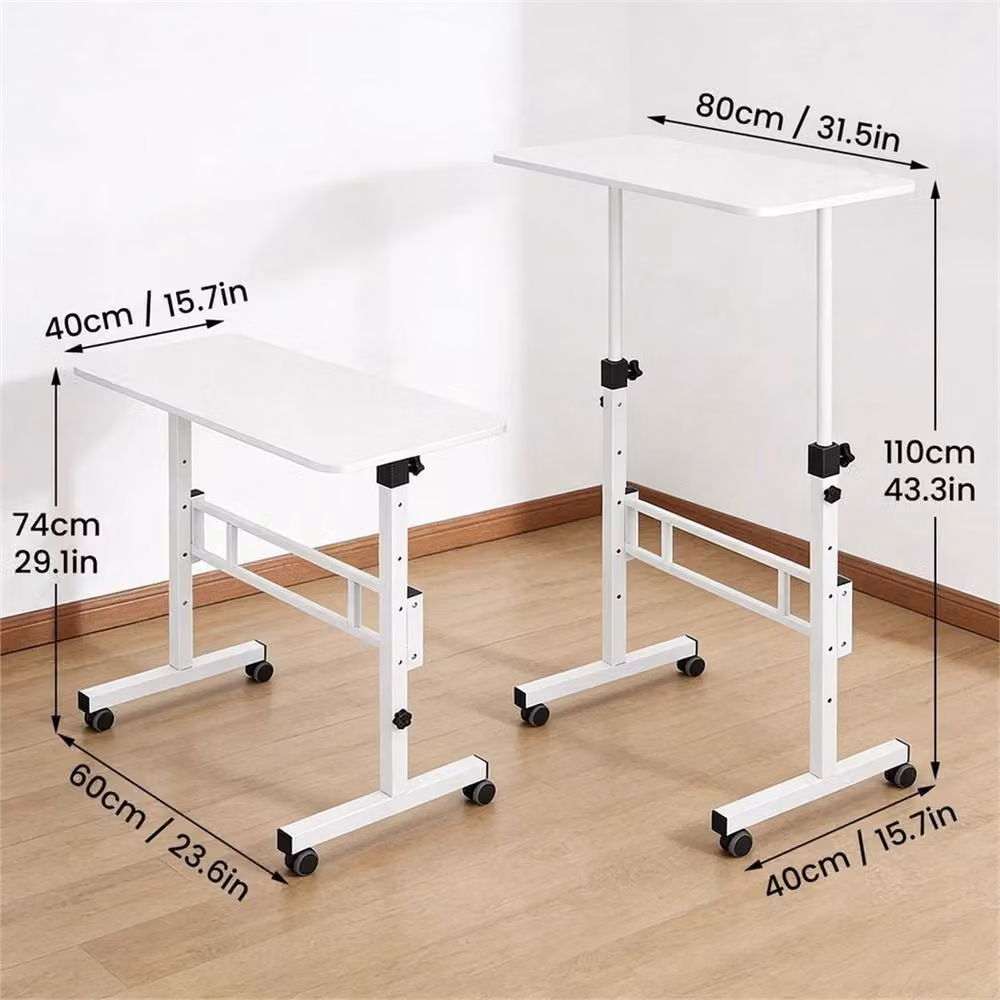 SPETLEK Height Adjustable Standing Desk, White, W: 80 cm, D: 40 cm – 2