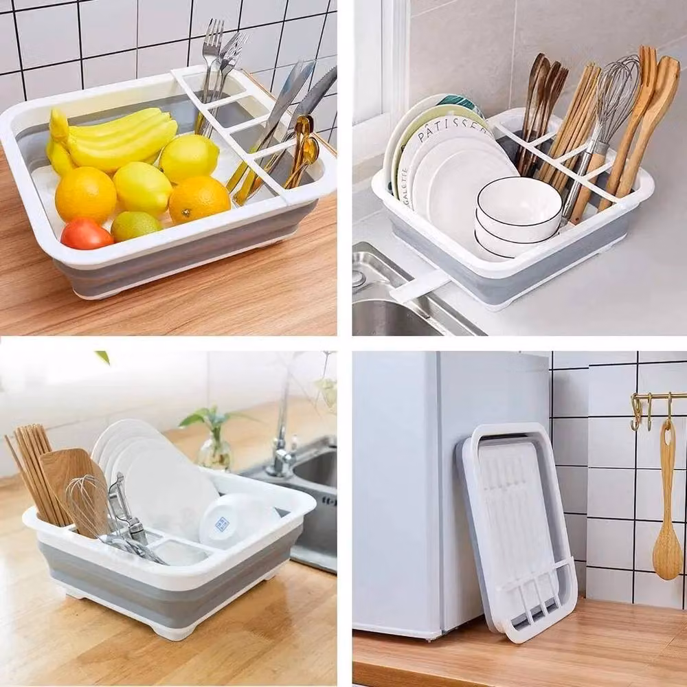 PAWNORA Grey Collapsible Plastic Washing Up Bowl Drainer – 3