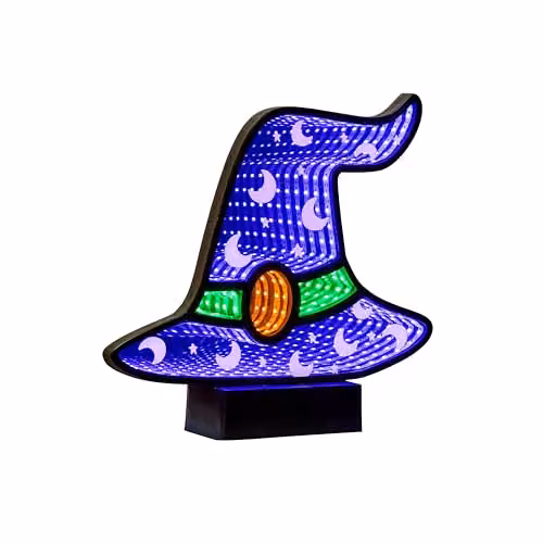 Garden Greatness Purple Witch Hat LED Infinity Mirror Halloween Tabletop Decoration – 2