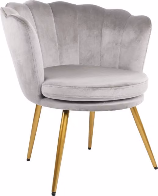 Home Garden Direct Tiana Art Deco Shell Accent Chair in Grey Velvet