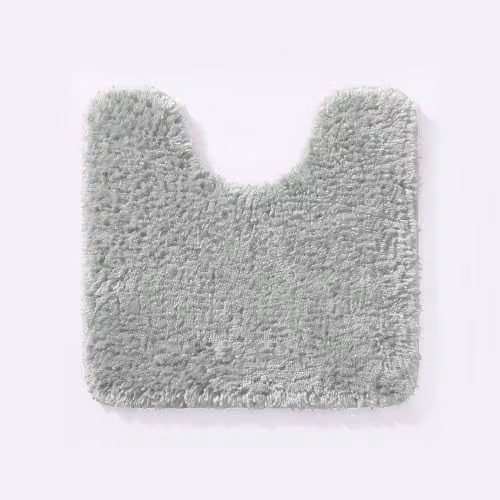 Allure Bath Fashions Non-Slip Microfibre Pedestal Toilet Mat, Grey, W/D: 50 x 50 cm