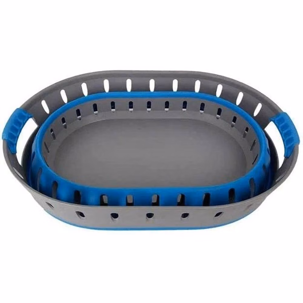 SPETLEK Collapsible Plastic Washing Basket Hamper, Blue and Grey, 60 cm – 2