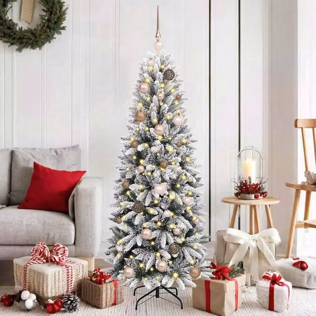 Berkfield Home Green Artificial Christmas Tree with 150 White LEDs, W/D/H: 63 x 63 x 150 cm