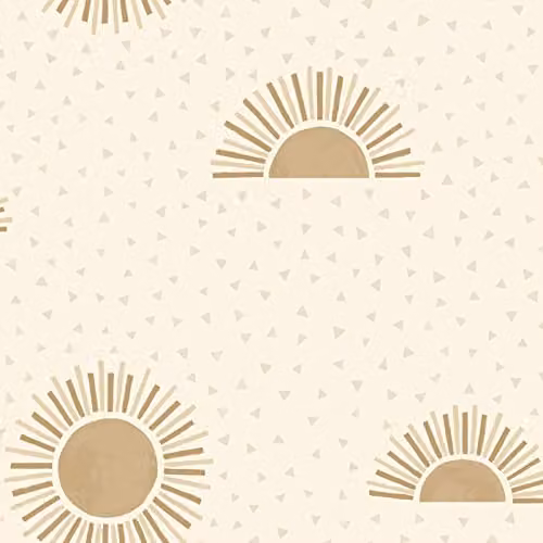 Holden Decor Sunbeam Wallpaper with Geometric Sun Triangles in Beige and Metallic Gold