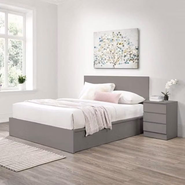 Birlea Oslo King Ottoman Bed in Grey Fabric with Lift Up Base, W/D/H: 180 x 200 cm