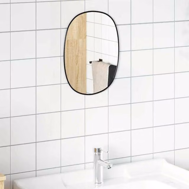 Berkfield Home Rectangular Wall Mirror in Black, W: 40 cm, H: 30 cm – 1
