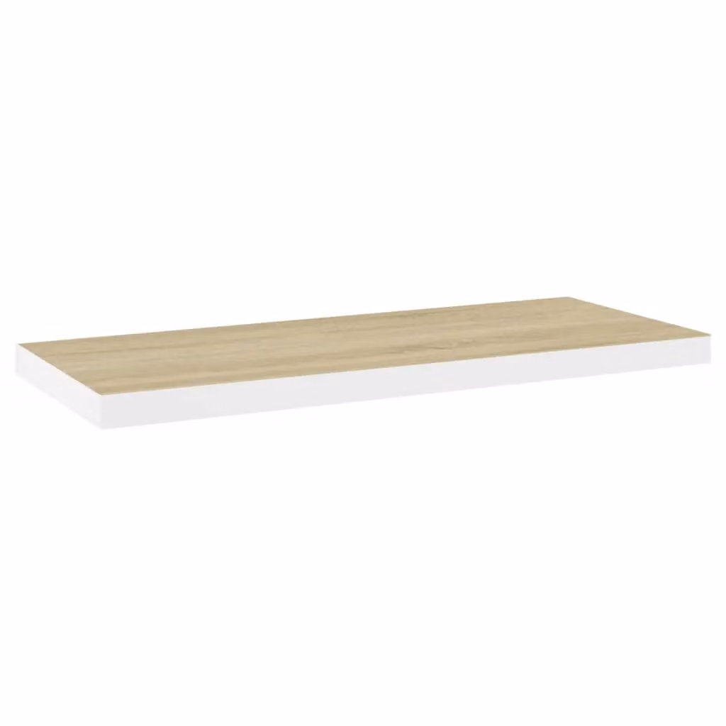 Berkfield Home Floating Wall Shelf in Oak and White MDF, W: 80 cm, D: 23.5 cm, H: 3.8 cm – 2