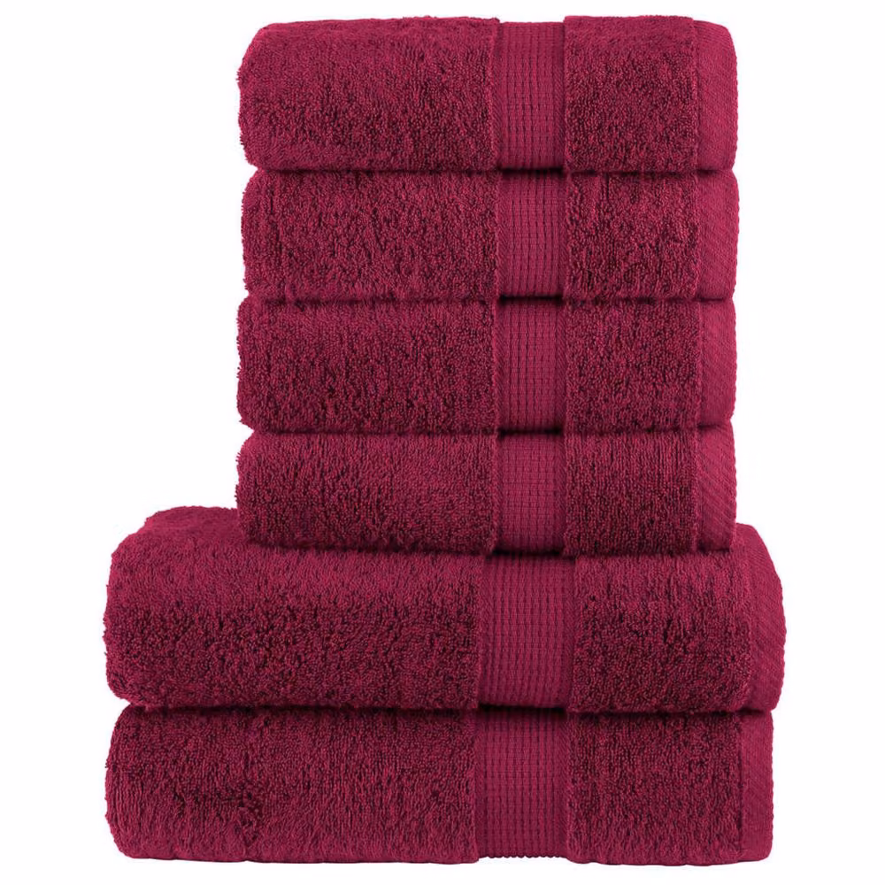Berkfield Home SOLUND 6 Piece Premium Cotton Terry Towel Set in Burgundy, 600 gsm – 2