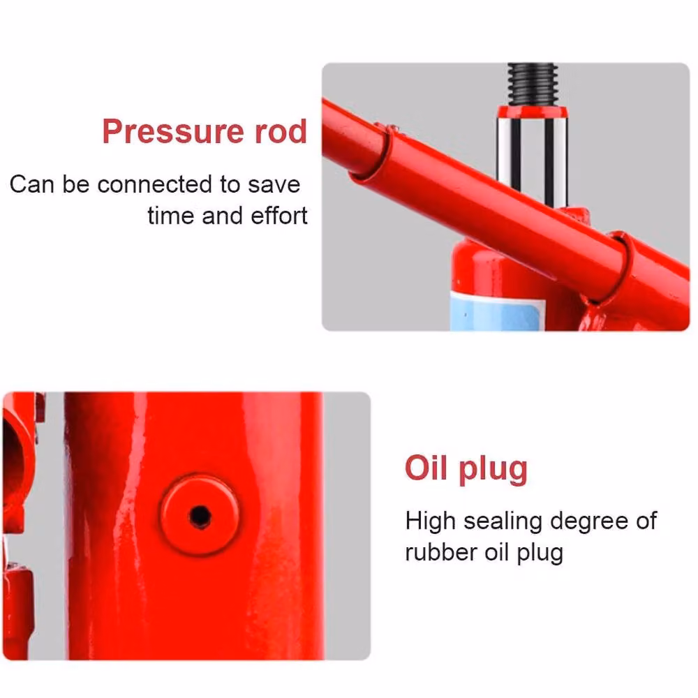 NESTLUNE 10 Ton Hydraulic Bottle Jack Lifting Ram in Red, W/D/H: 1000 x 52 x 52 cm – 6