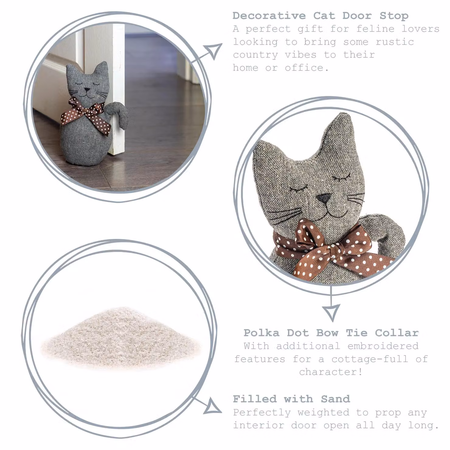Nicola Spring Jasper the Cat Door Stops, Pack of 2, Grey and Brown, H 25 cm x W 16 cm – 5