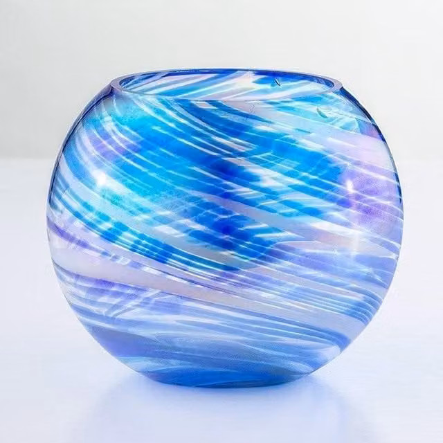 Sienna Glass Blown Glass Tealight Holder in Blue