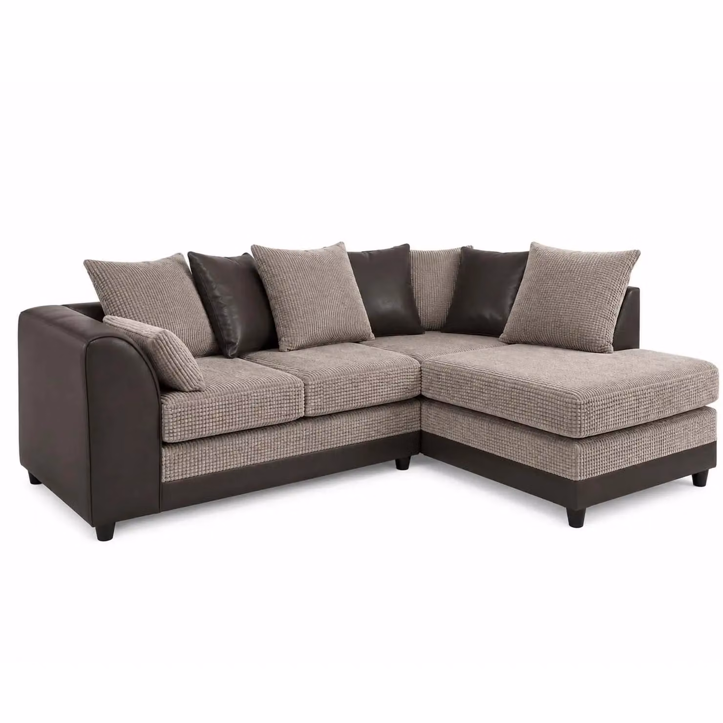 Furnishings For Less UK Luca 3-4 Seater L Shaped Corner Sofa in Black and Grey with Fabric and Synthetic Leather Trim, Right Hand Facing – 2