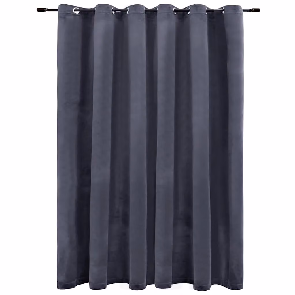 Berkfield Home Anthracite Velvet Blackout Curtain with Metal Rings W: 290 cm, H: 245 cm – 2