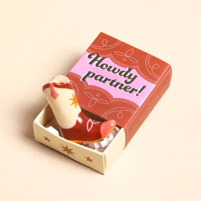 Lisa Angel Pink, Brown and Multicolour Ceramic Retro Tabletop Matchbox Token