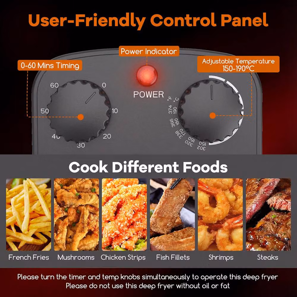 Costway 2000W Electric Deep Fryer with Detachable Frying Basket, 3 l, Black – 2
