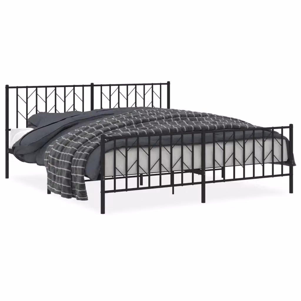 Berkfield Home Metal Bed Frame with Footboard, Black, W/D/H: 183 x 213 cm – 2