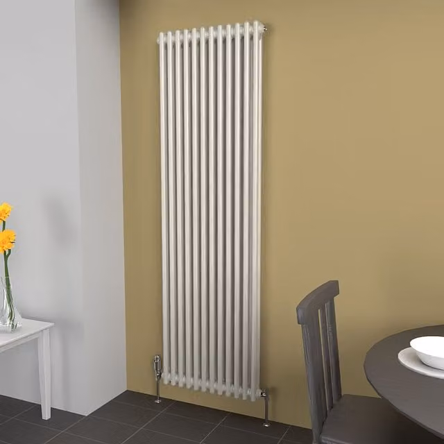 Lux Heat Vertical Coloured Column Radiator in Stone White, H 180 cm x W 56 cm