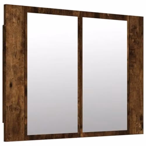 vidaXL LED Mirror Cabinet in Brown Oak, W/D/H: 60 x 12 x 45 cm – 1