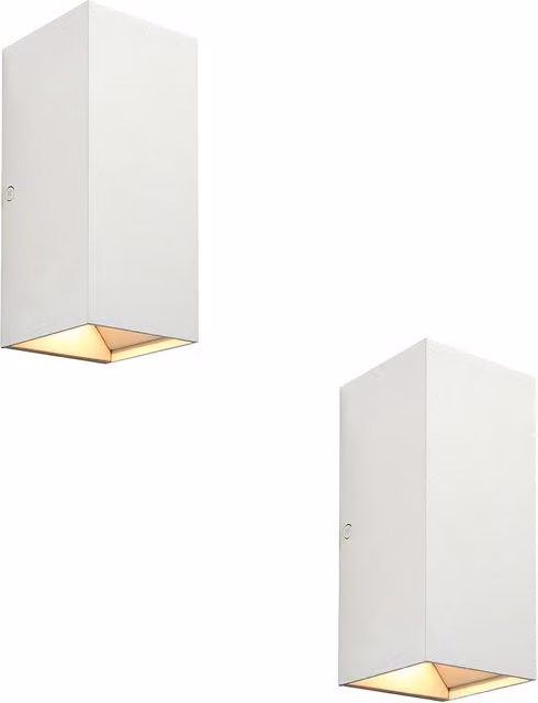 Loops 2 Pack Twin Rectangular Outdoor Wall Light in Matt White with CCT LED and Glass Detail