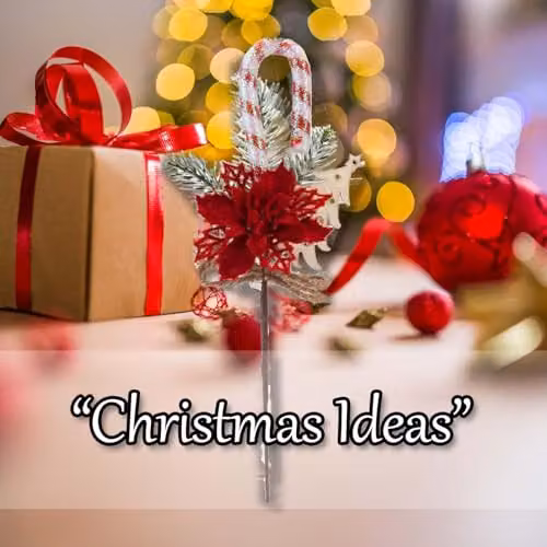 VFM e-Store Red Poinsettia Candy Cane Pick Christmas Decoration Ornament, 30 cm – 5