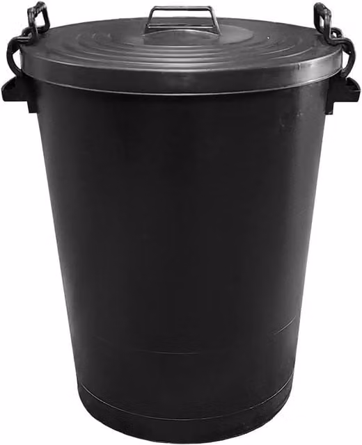 SPETLEK 110L Plastic Dust Bin with Flip Lid in Black