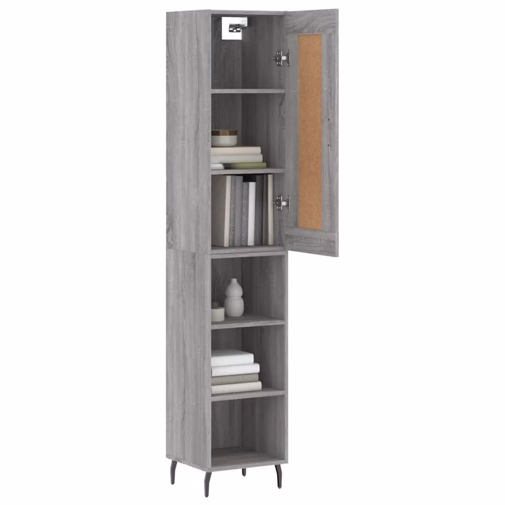 Berkfield Home Grey Sonoma Modern Highboard with Hinged Doors and Internal Shelves, W/D/H: 34.5 x 34.0 x 180.0 cm – 3