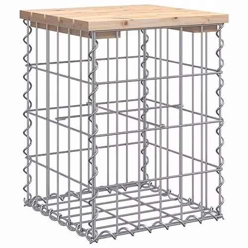 vidaXL Gabion Design Garden Bench in Untreated Solid Pine Wood, W/D/H: 33 x 31 x 42 cm