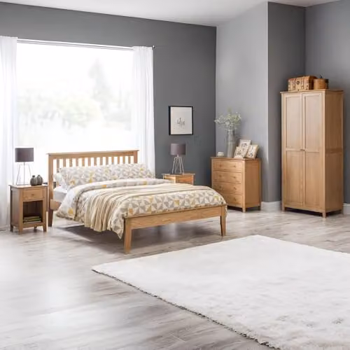 Julian Bowen Salerno Solid Wood Bed Frame, Oak, W: 150 cm, D: 200 cm – 3