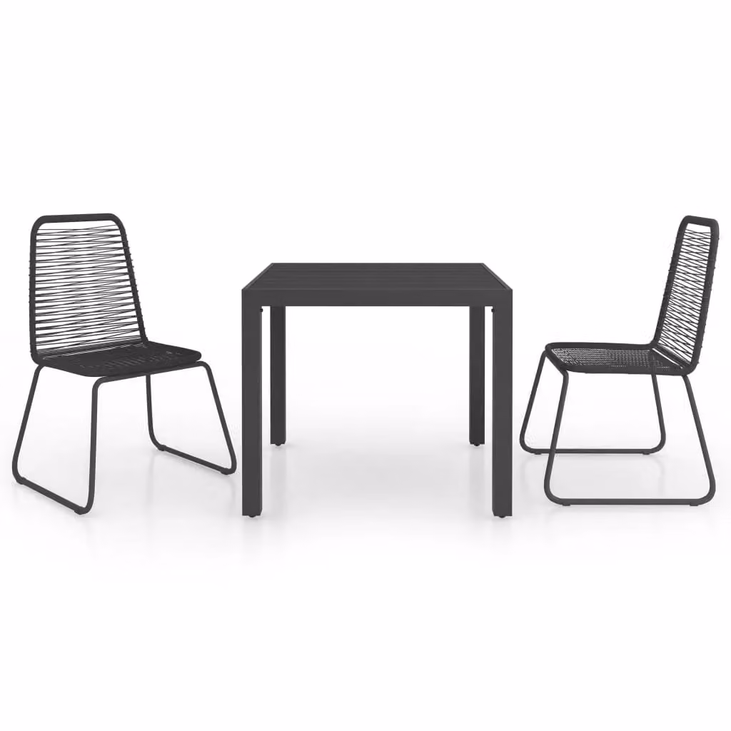 Berkfield Home 3 Piece Garden Dining Set in Black PVC Rattan – 2