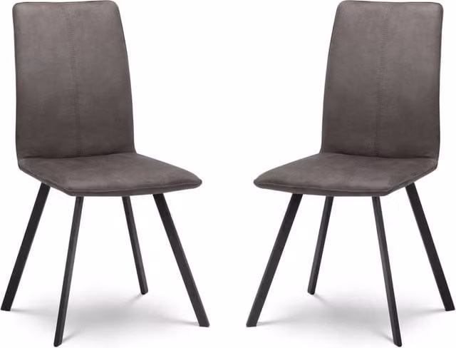 Cheshire Cortona Set of 2 Industrial Dining Chairs in Grey Microfibre with Metal Frame – 1