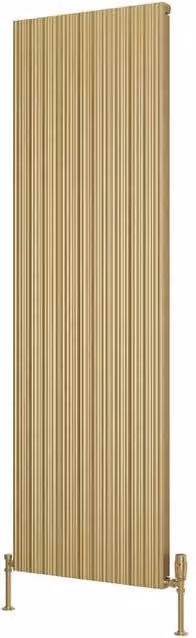 Bathroom Kingdom Melvin Brushed Brass Designer Flat Panel Vertical Radiator, Gold, H 180 cm x W 54 cm