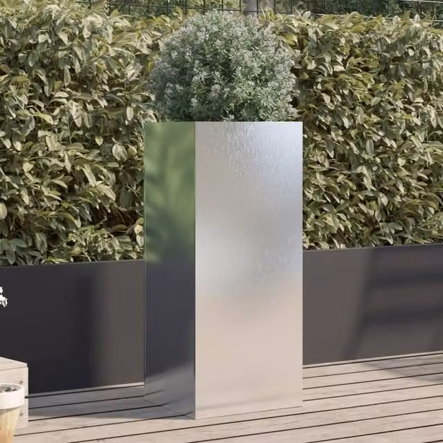 Berkfield Home Silver Stainless Steel Planter Tub, W/D/H: 32 x 29 x 75 cm