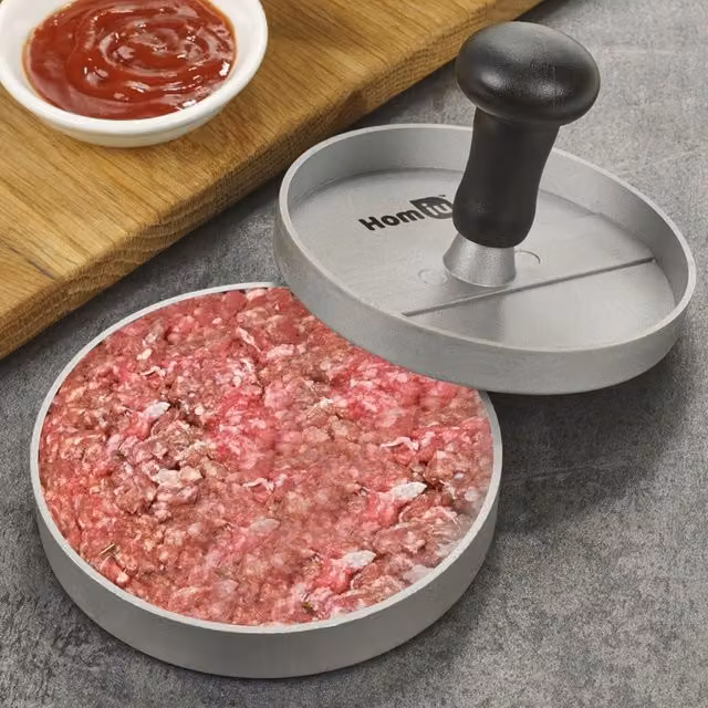 Homiu Round Cast Aluminium Burger Press in Red